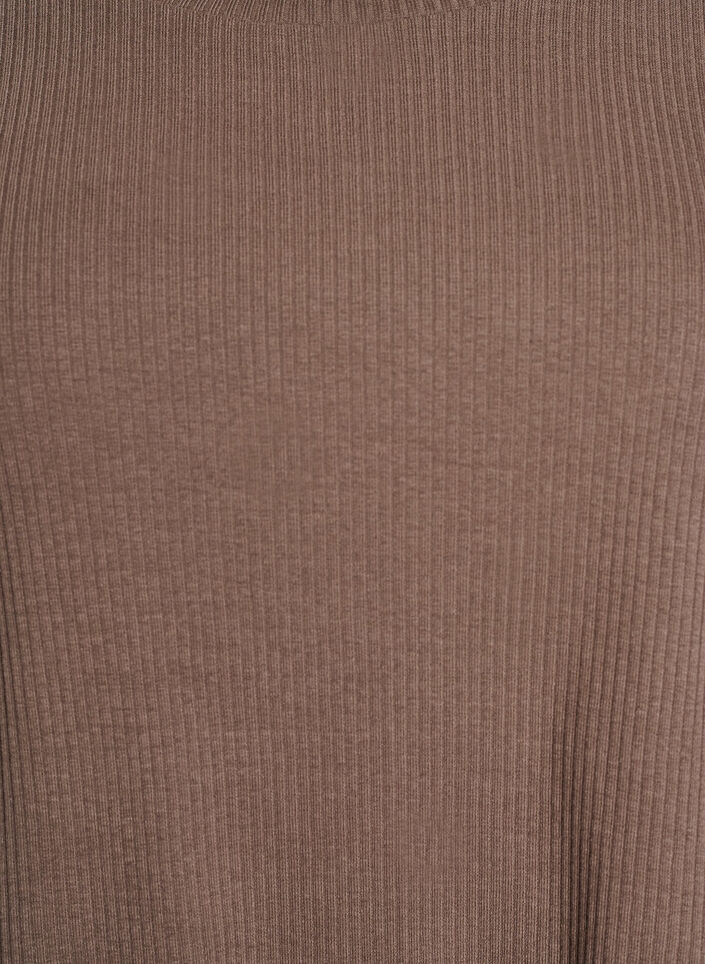 Bluse aus geripptem Jersey mit kurzen &Auml;rmeln, Braun, Packshot image number 2