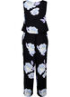 Ärmelloser Jumpsuit aus Viskose, Black Big Flower AOP, Packshot image number 1