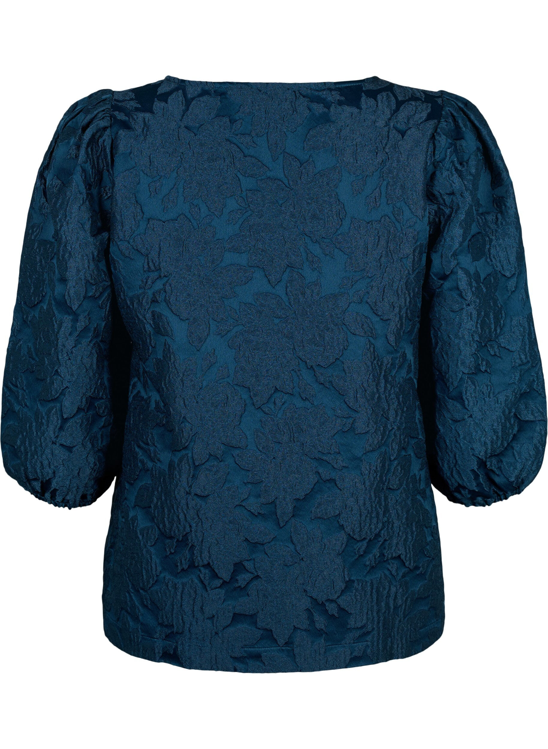 Zizzi  Jacquard-Bluse mit 3/4-&Auml;rmeln, Titan, Packshot image number 1
