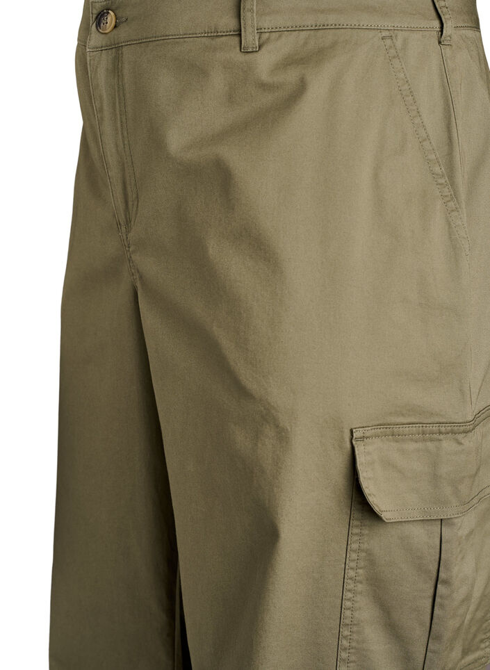 Wide-Leg Cargohose mit hoher Taille, Gr&uuml;n, Packshot