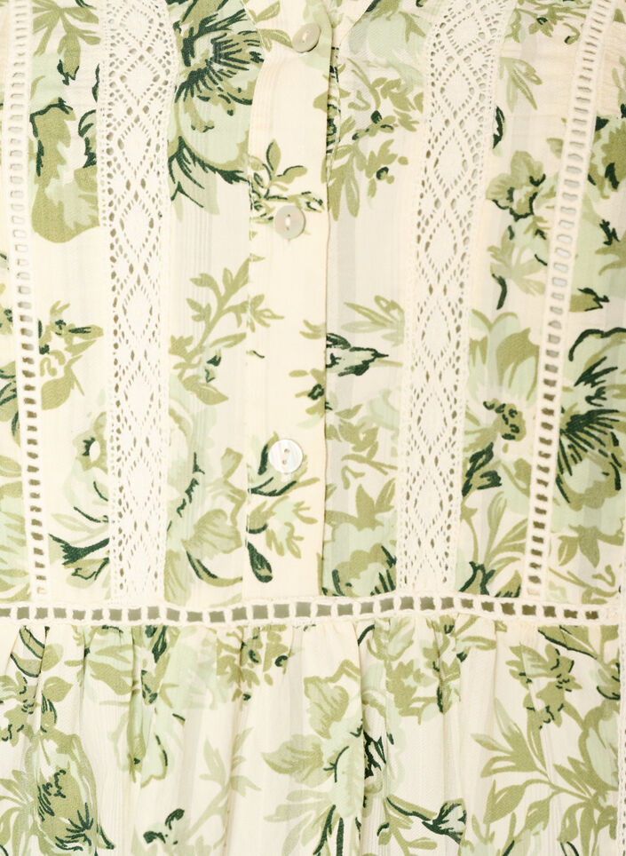 Kurzes Viskosekleid mit Spitzenbesatz und A-Linien-Schnitt, Gr&uuml;n, Packshot image number 2