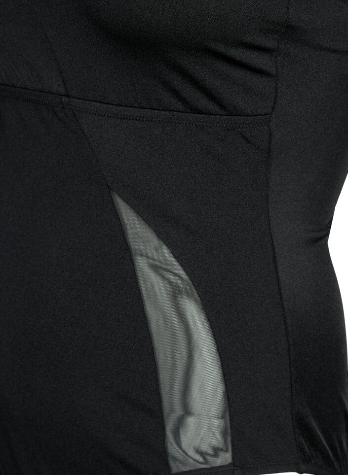 Maillot de bain à une épaule avec détails en mesh, Black, Packshot image number 3