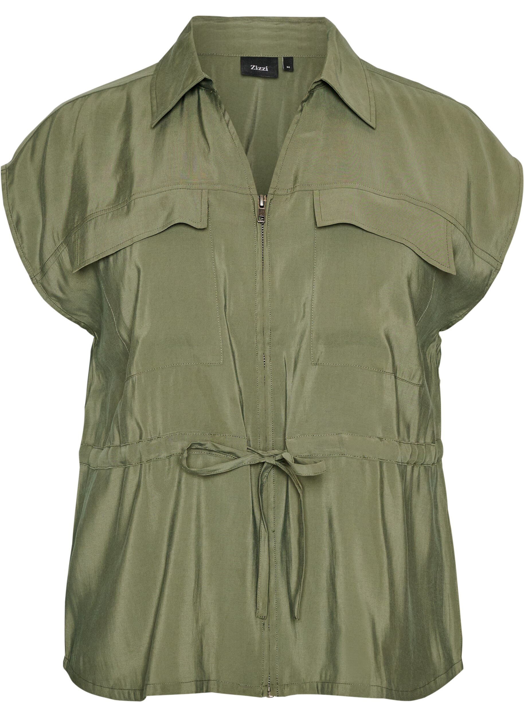 Gilet en modal avec fermeture &eacute;clair et ceinture &agrave; nouer
