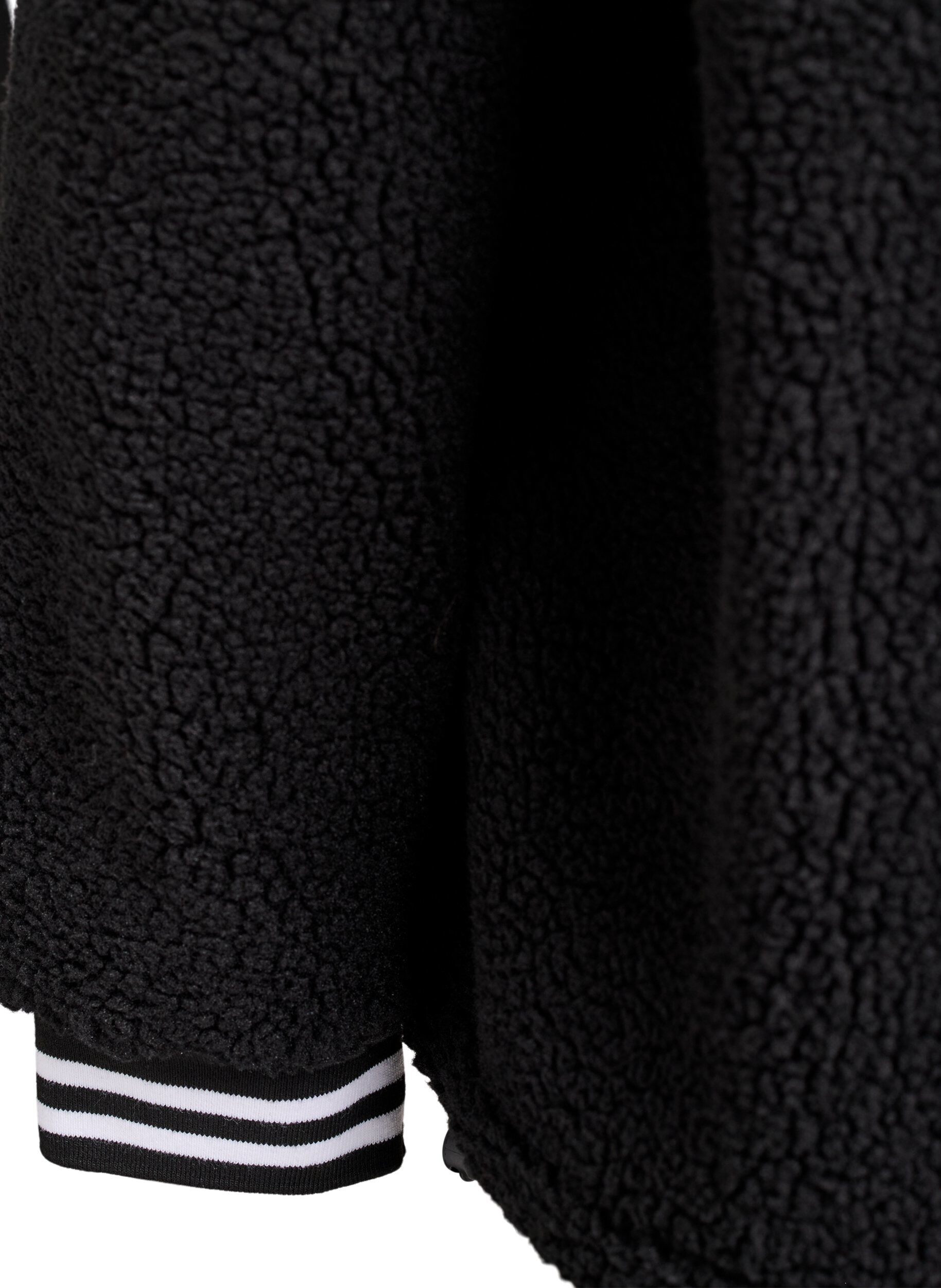 Zizzi Veste teddy avec d&eacute;tails ray&eacute;s, Noir, Packshot image number 3