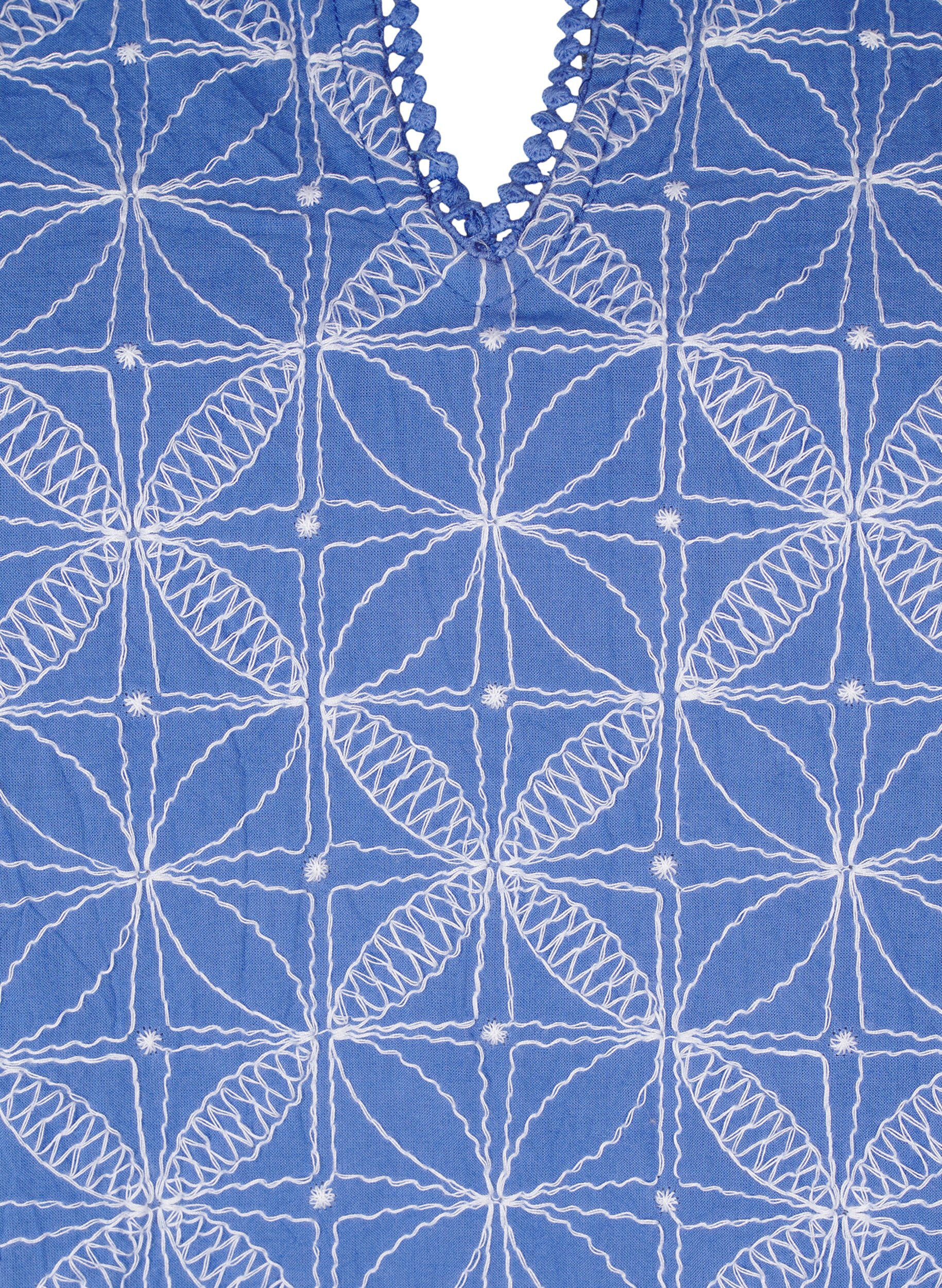 Zizzi Chemisier &agrave; manches courtes et &agrave; motif brod&eacute;, Bleu, Packshot image number 2