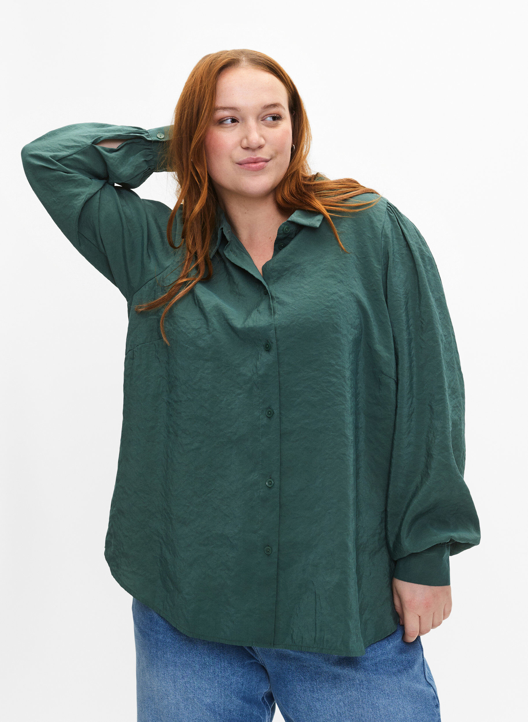 Zizzi Bluse aus TENCEL&trade; Modal, Dark Forest, Model image number 0