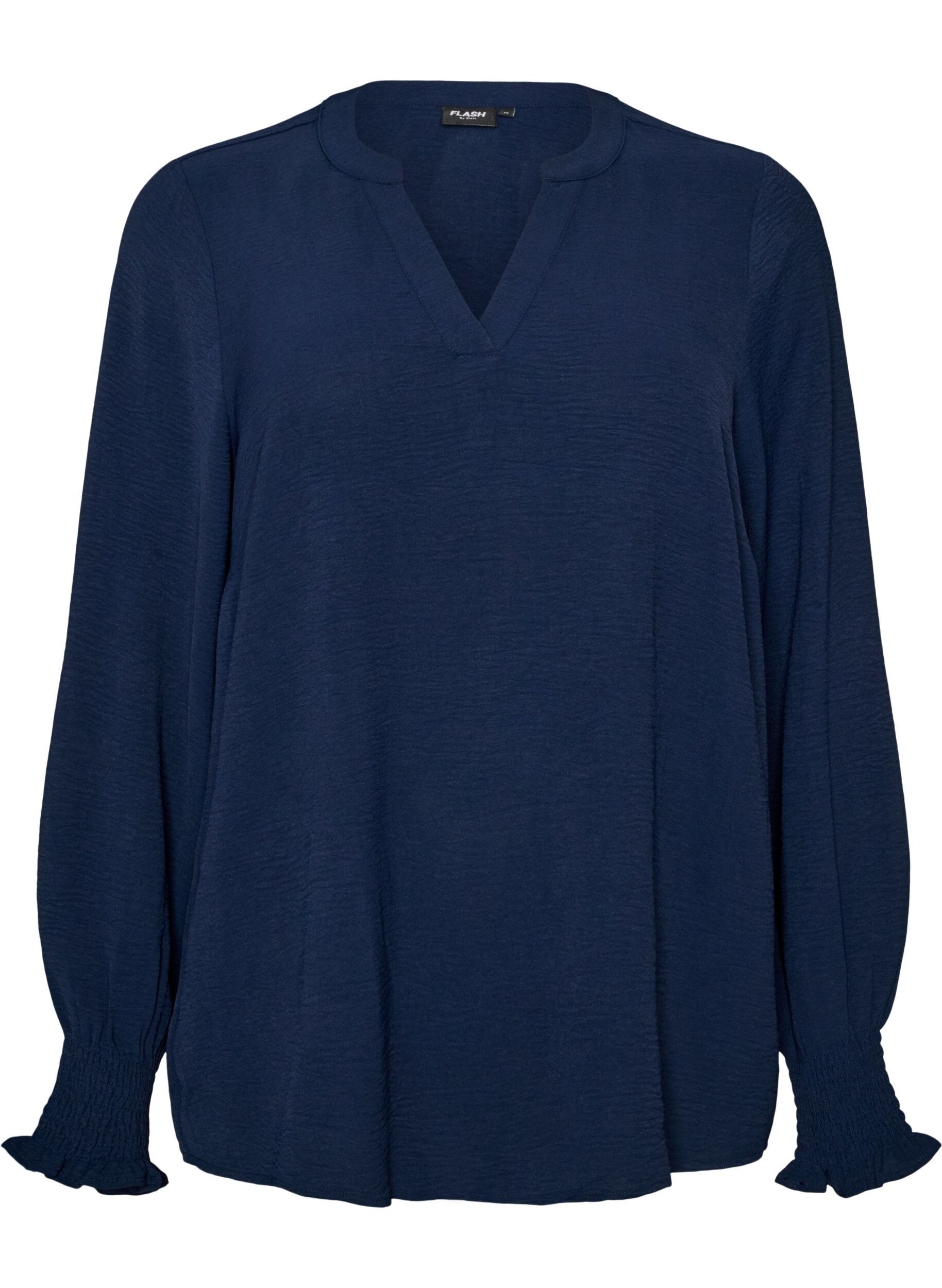 FLASH - Blouse avec poignets smock&eacute;s et col en V