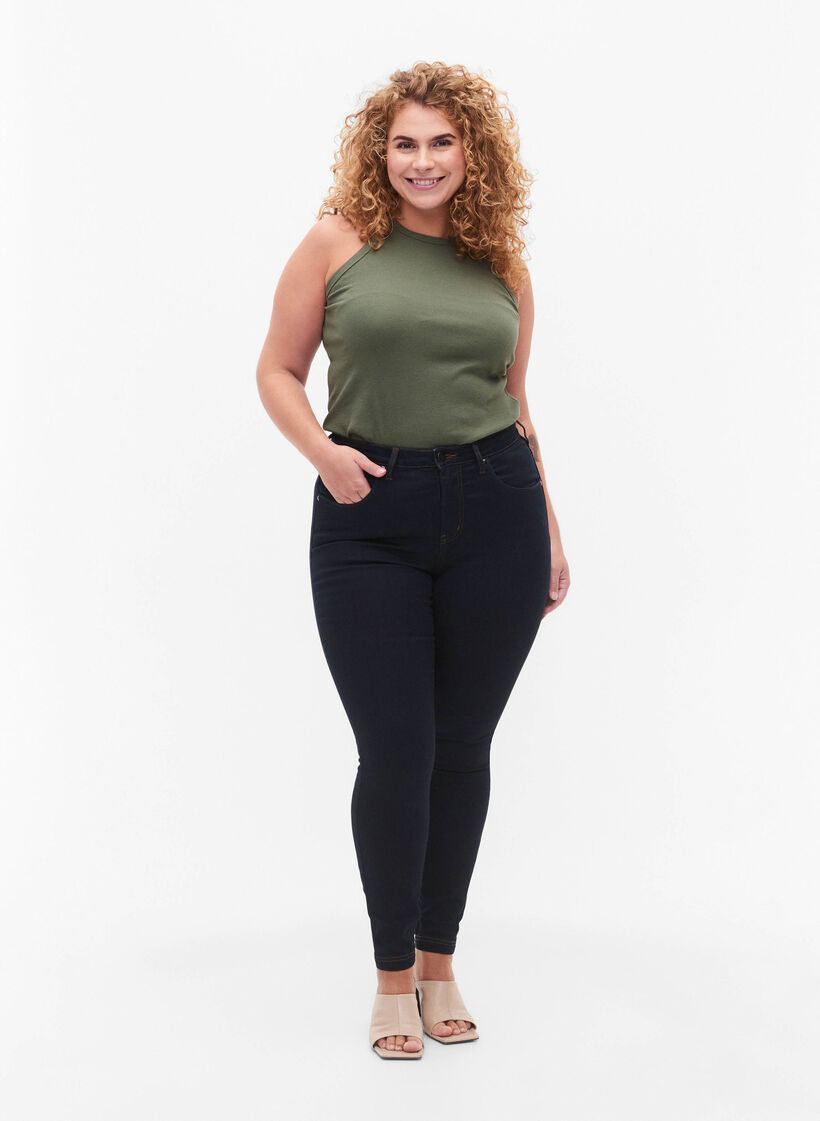 Jean Amy super slim &agrave; taille haute, Tobacco Un, Model image number 0