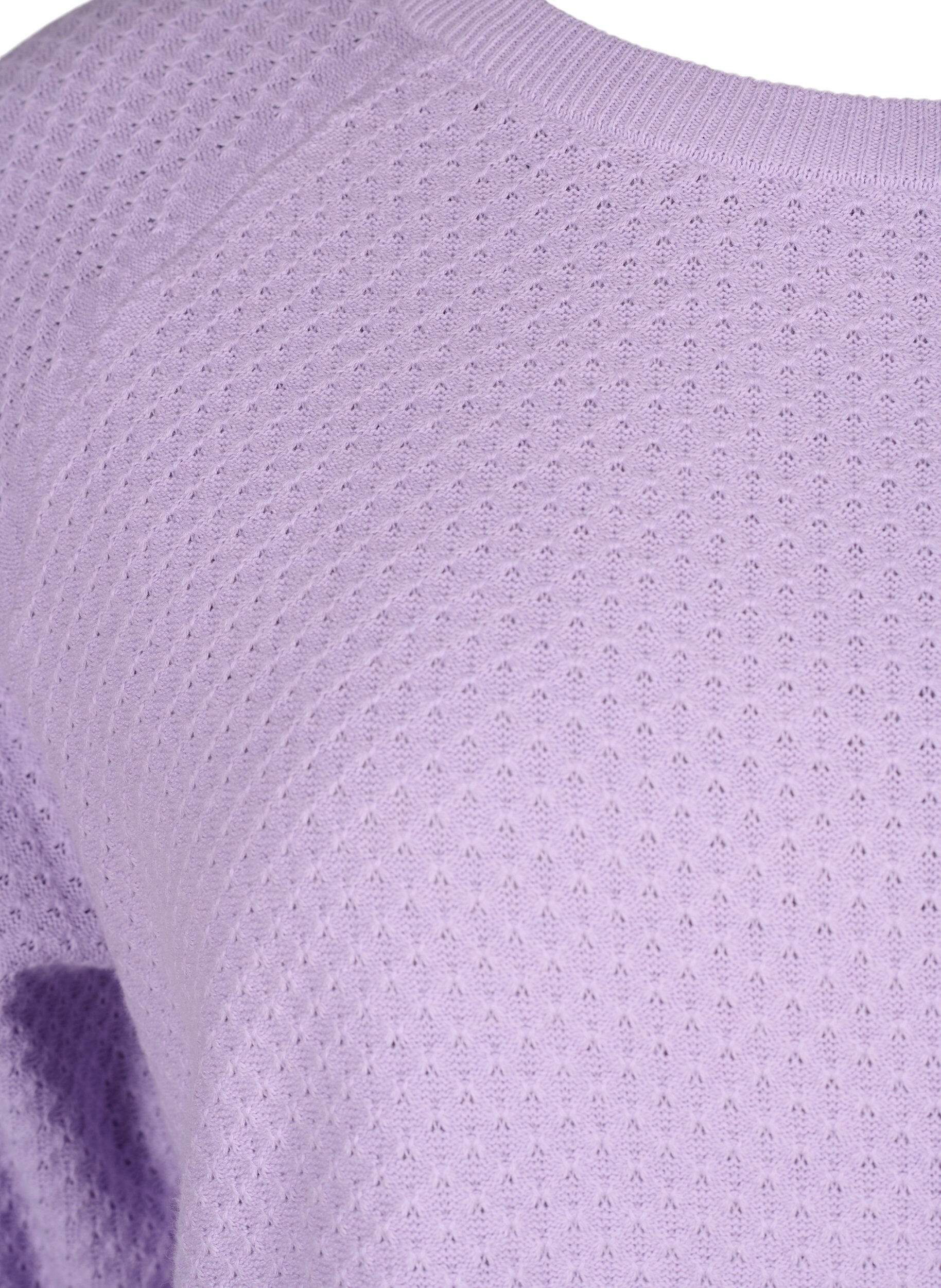 Zizzi Pullover aus Bio-Baumwolle mit Strukturmuster, Lavender, Packshot image number 2