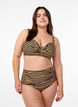 Hoch taillierte Bikinihosen mit Muster, Braun, Model image number 0