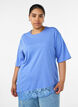 T-shirt avec ourlet asym&eacute;trique en dentelle, Mauve, Model image number 0
