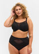 Culotte taille haute en dentelle et maille, Black, Model image number 0