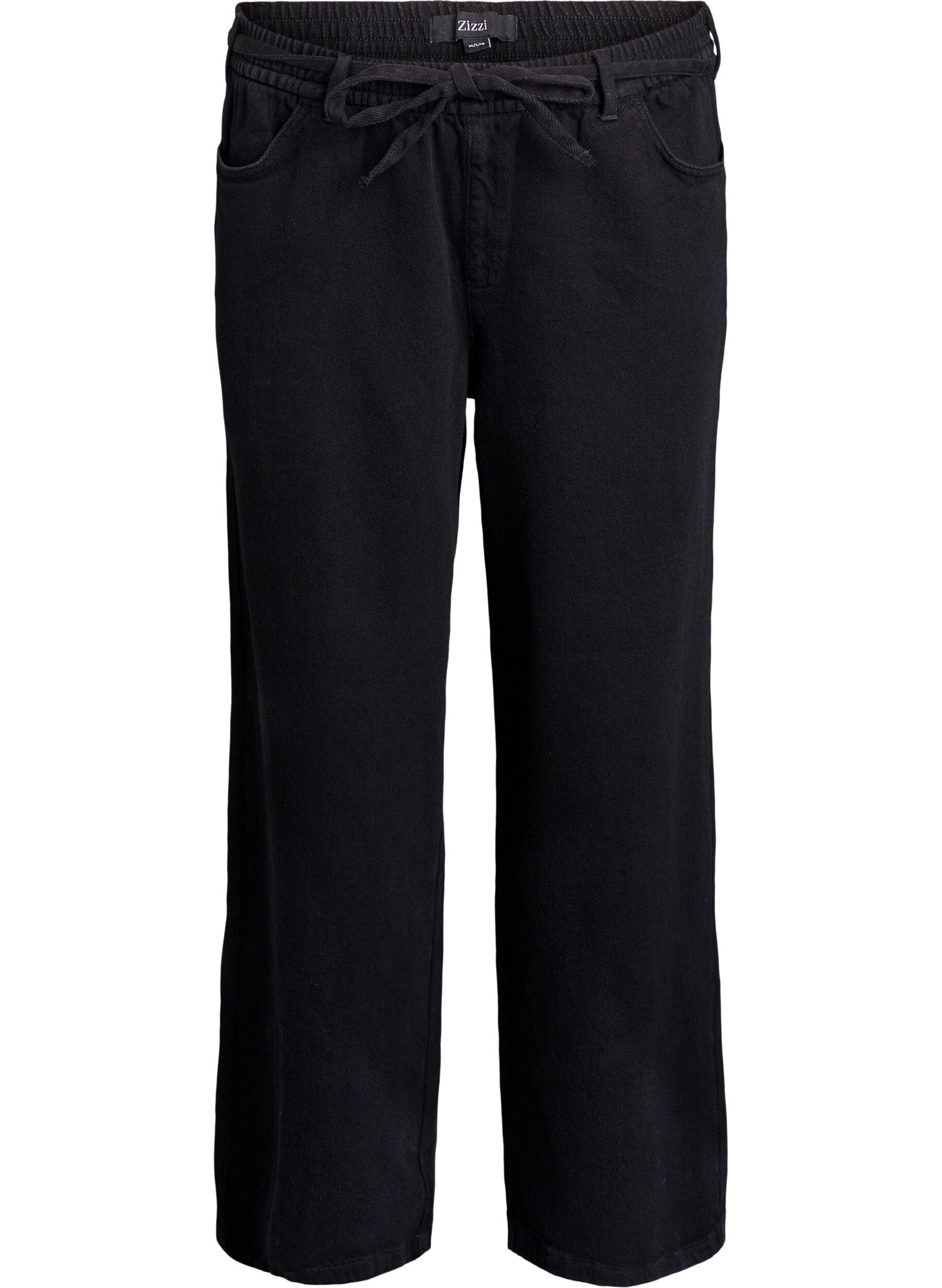 Zizzi Jeans mit lockerer Passform, elastischem Bund und Tunnelzug, Schwarz, Packshot image number 0