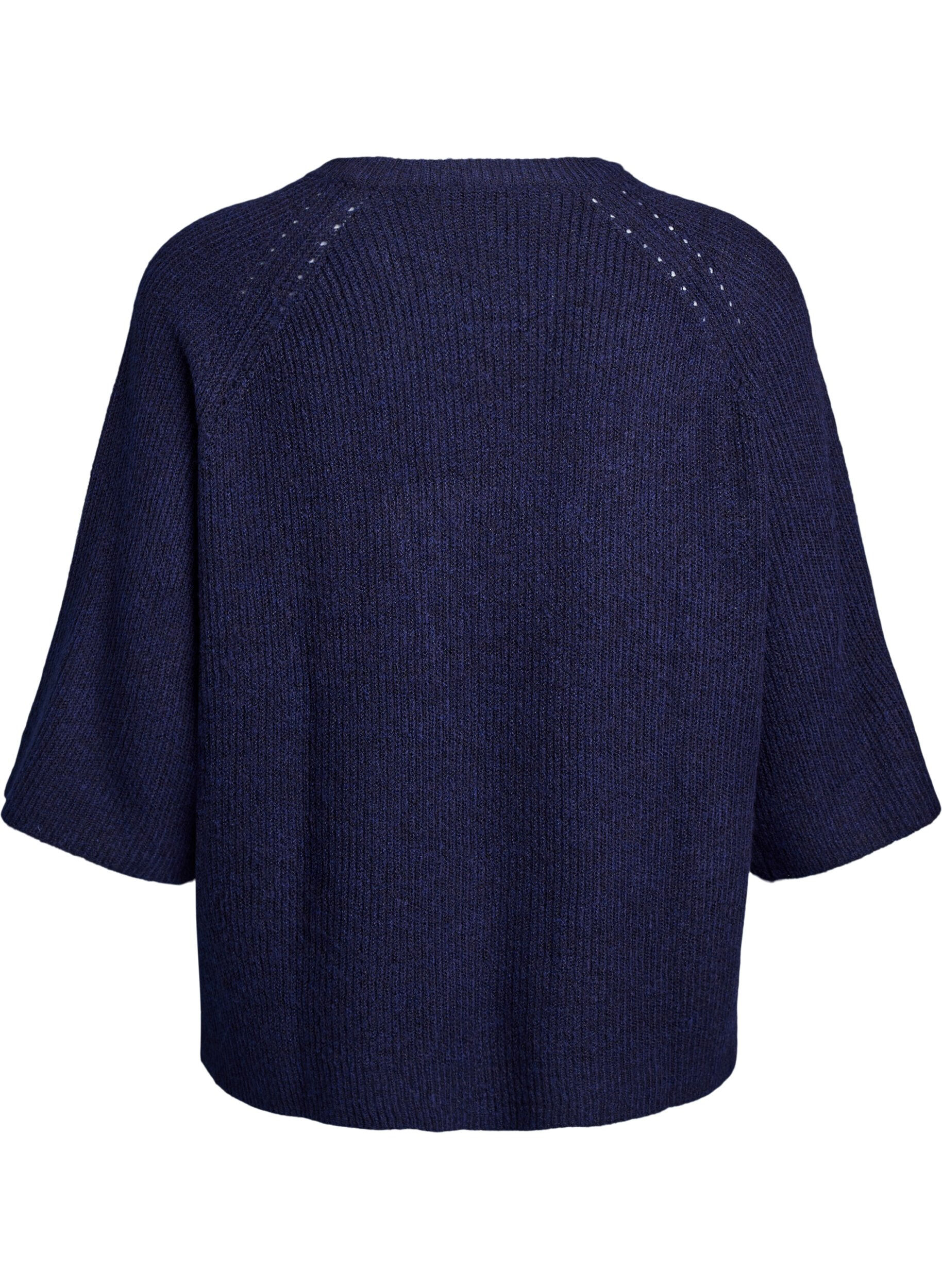 Zizzi Ripppullover mit 3/4-&Auml;rmeln, Blau, Packshot image number 1