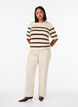 Blouse en maille rayée à manches courtes, Vanille, Model image number 1