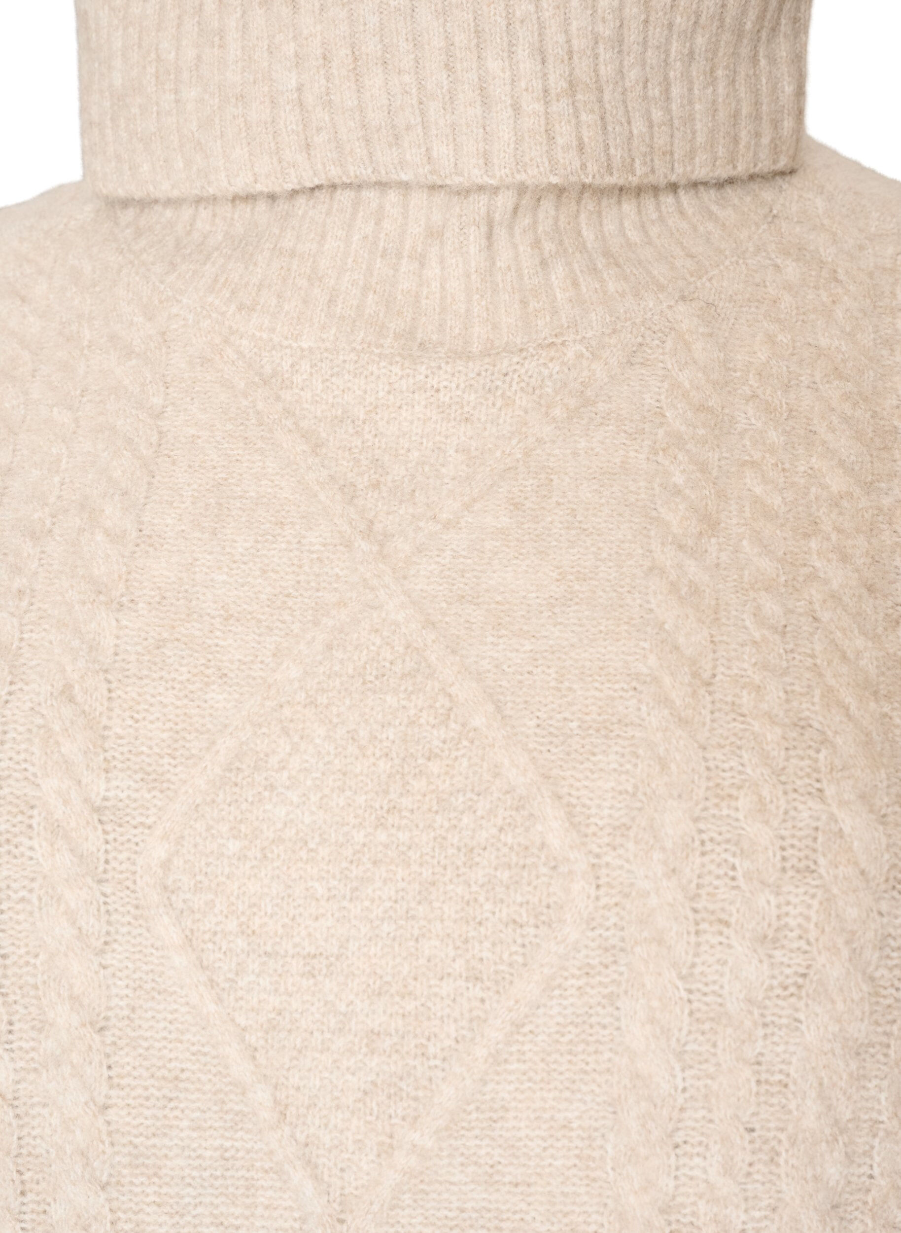 ZizziStrickweste mit Rollkragen und Zopfmuster, Beige, Packshot image number 2