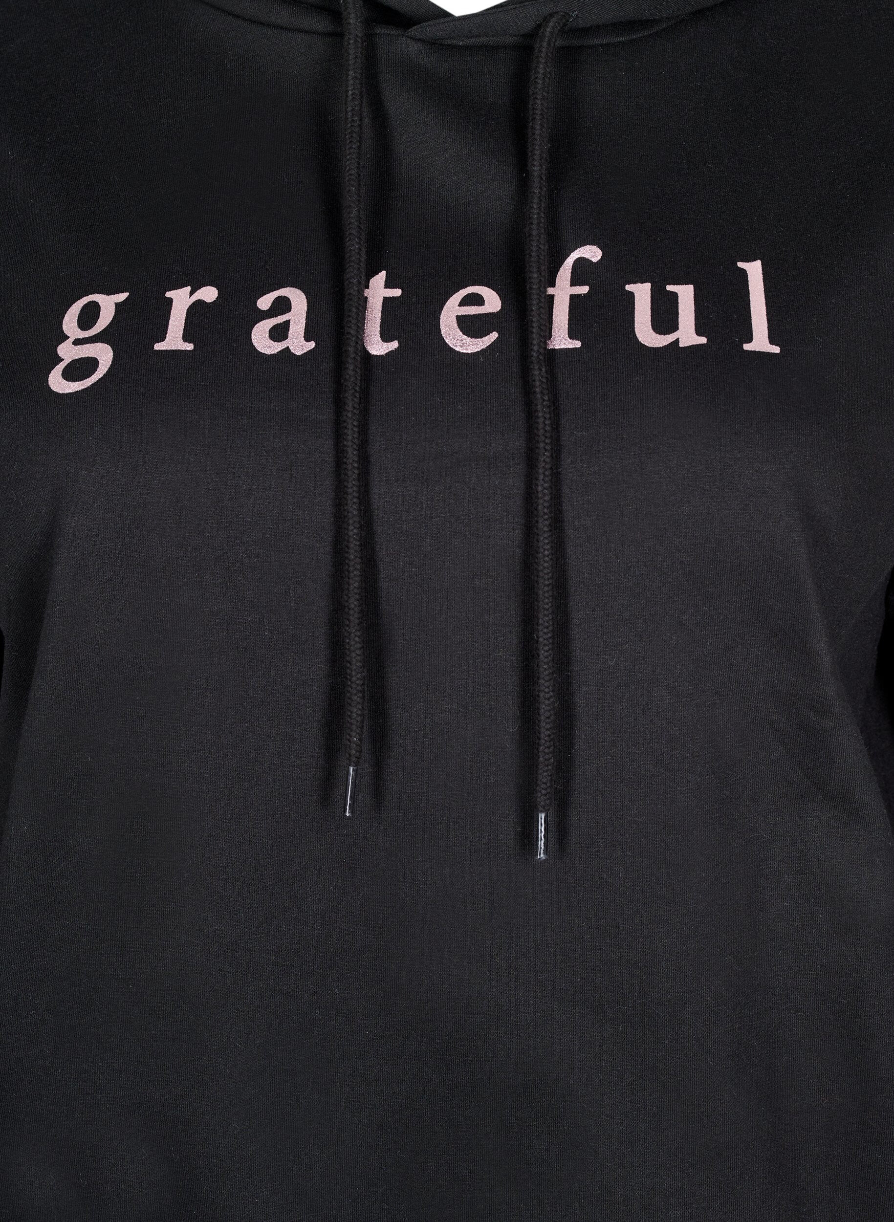 Zizzi Sweatshirt mit Kapuze und Aufdruck, Schwarz, Packshot image number 2