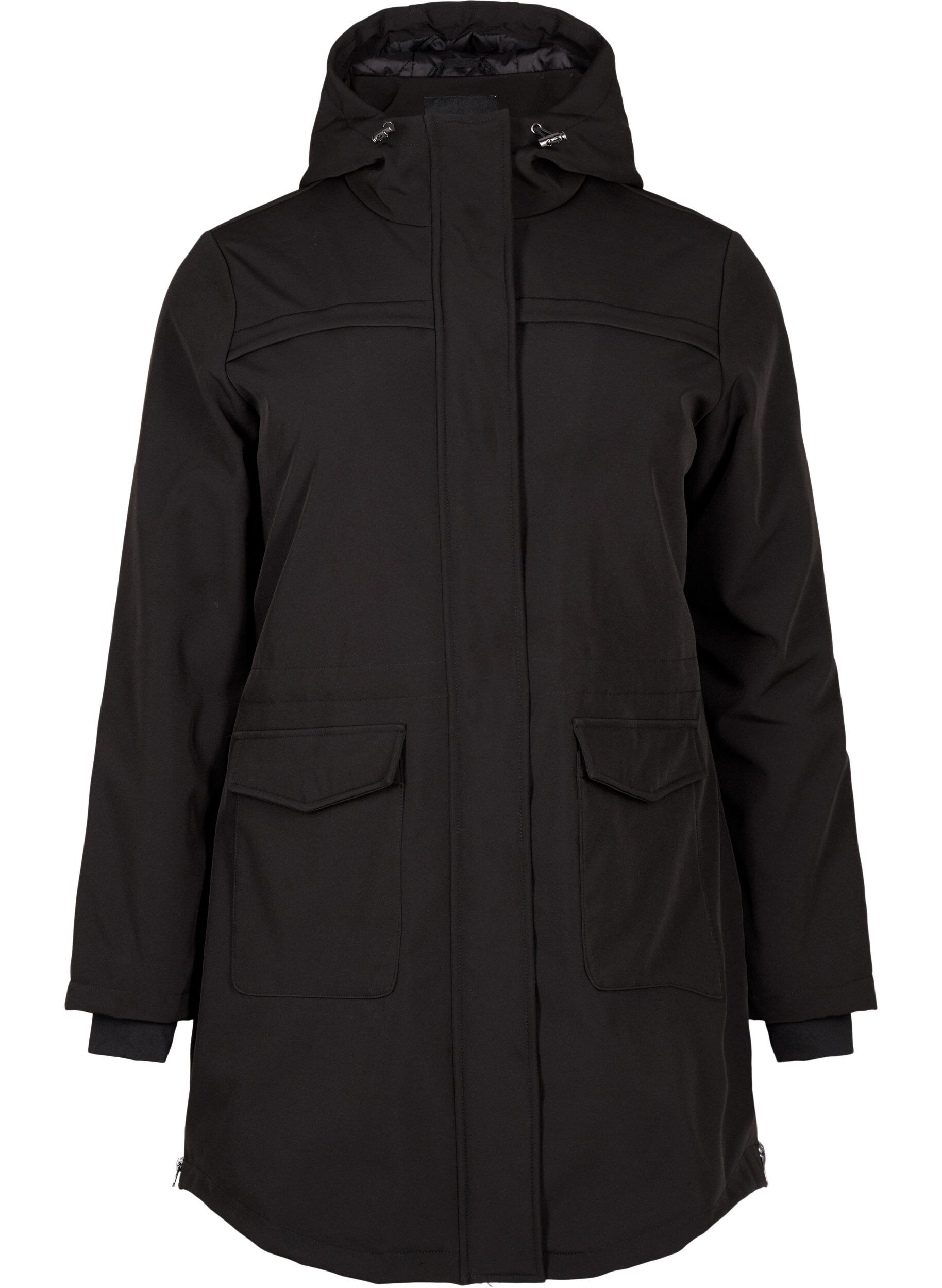 Zizzi Veste softshell r&eacute;sistante &agrave; l'eau avec doublure matelass&eacute;e, Noir, Packshot image number 0