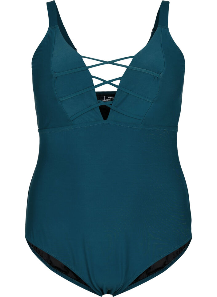 Badeanzug mit Schnürung, Dark Sea, Packshot image number 0