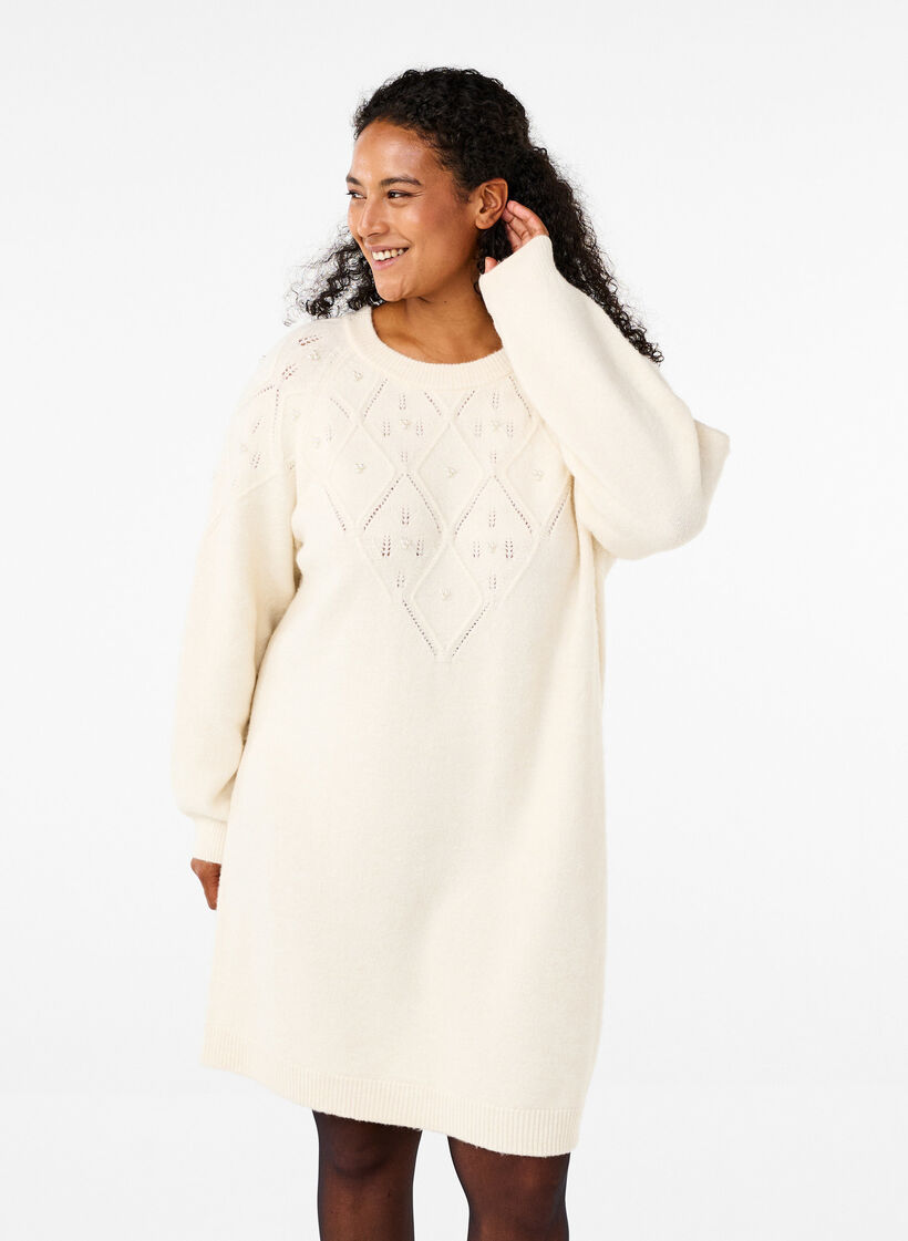 Robe en maille avec motif et perles, Birch Mel., Model image number 0
