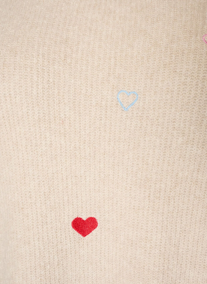 Strickbluse mit Herzen und 3/4-&Auml;rmeln, Beige, Packshot image number 2