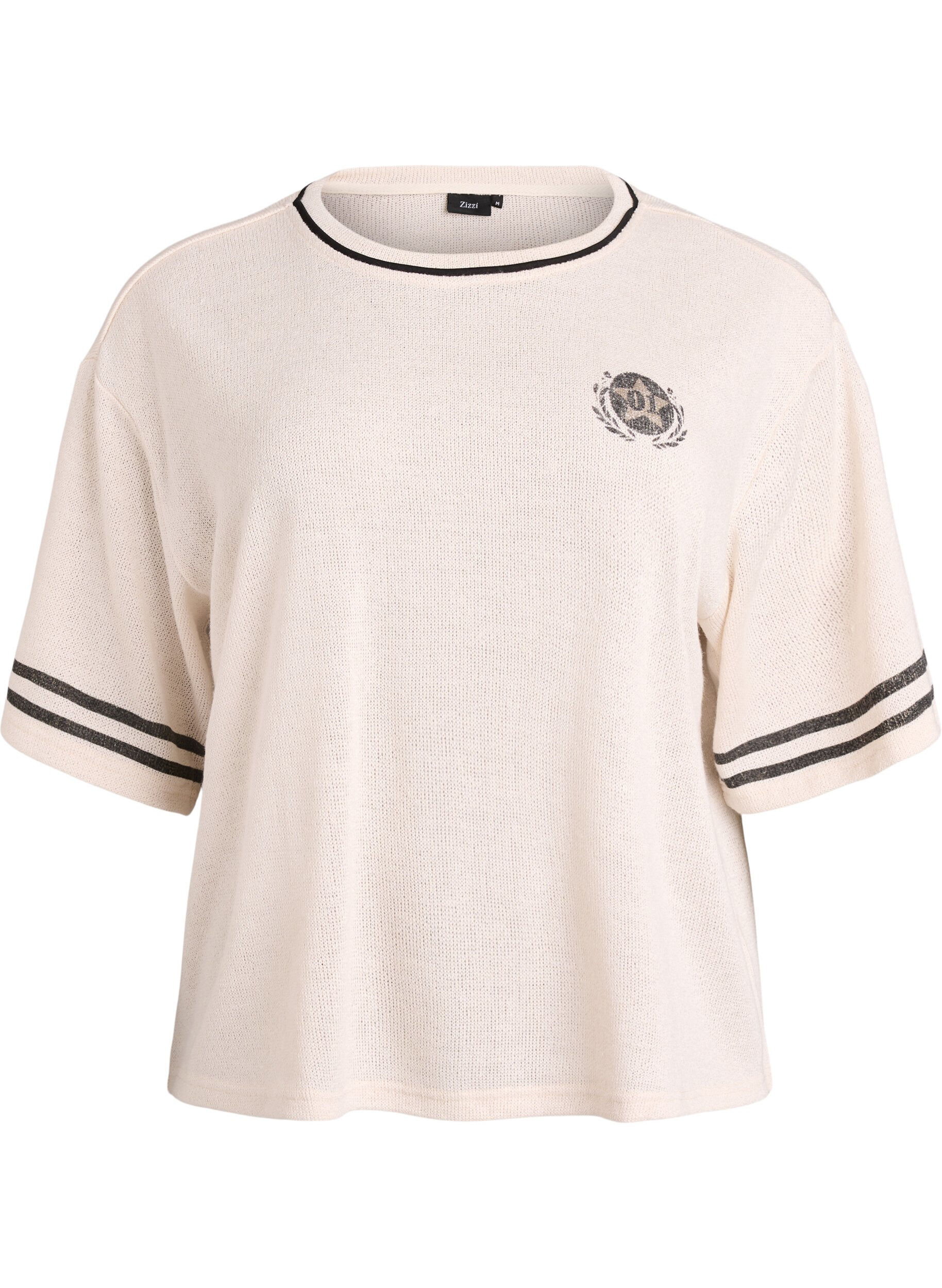 Blouse &agrave; manches courtes avec rayures contrastantes