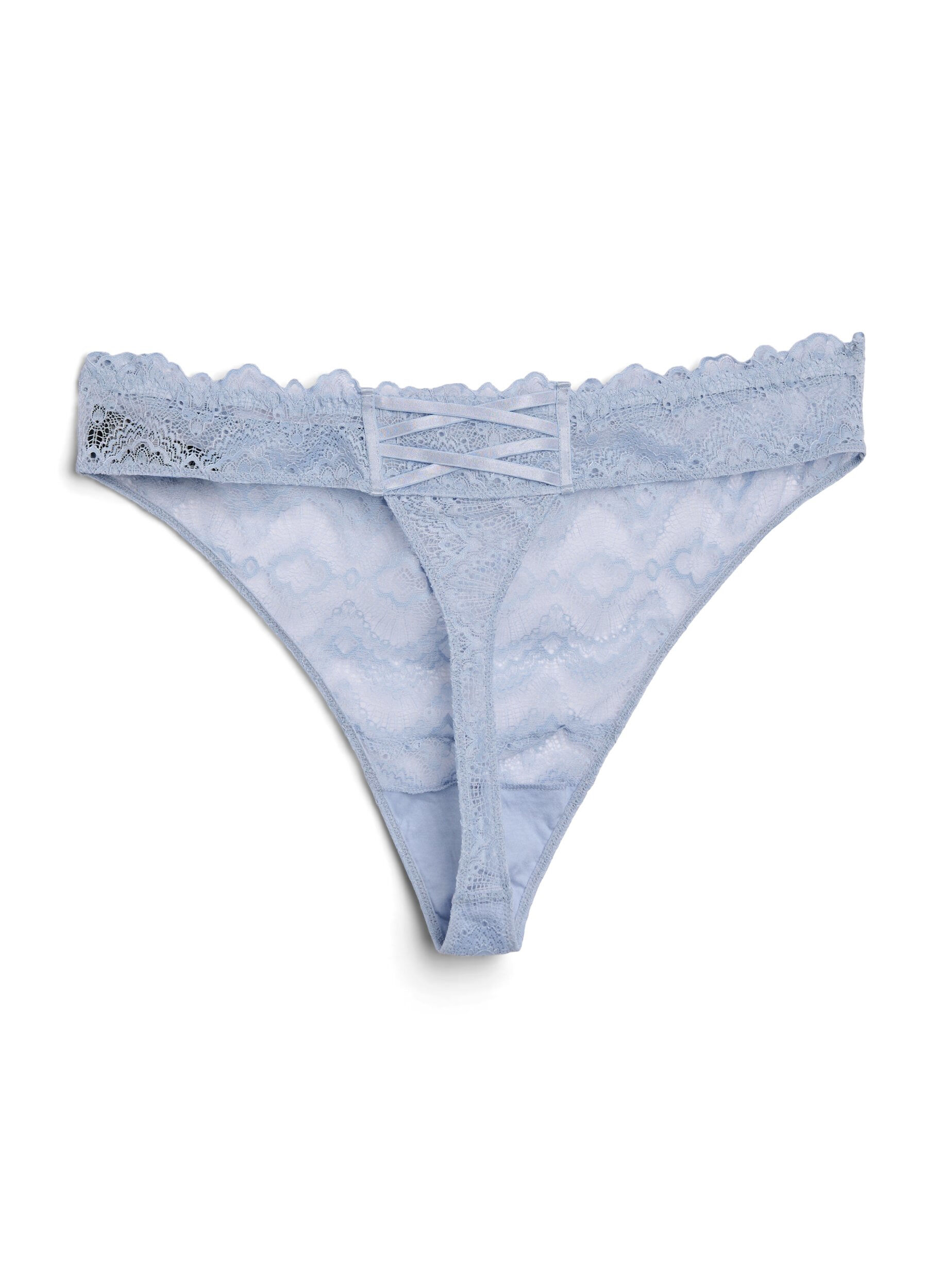 Zizzi String-Tanga mit gekreuzten Details auf der R&uuml;ckseite, Blau, Packshot image number 1