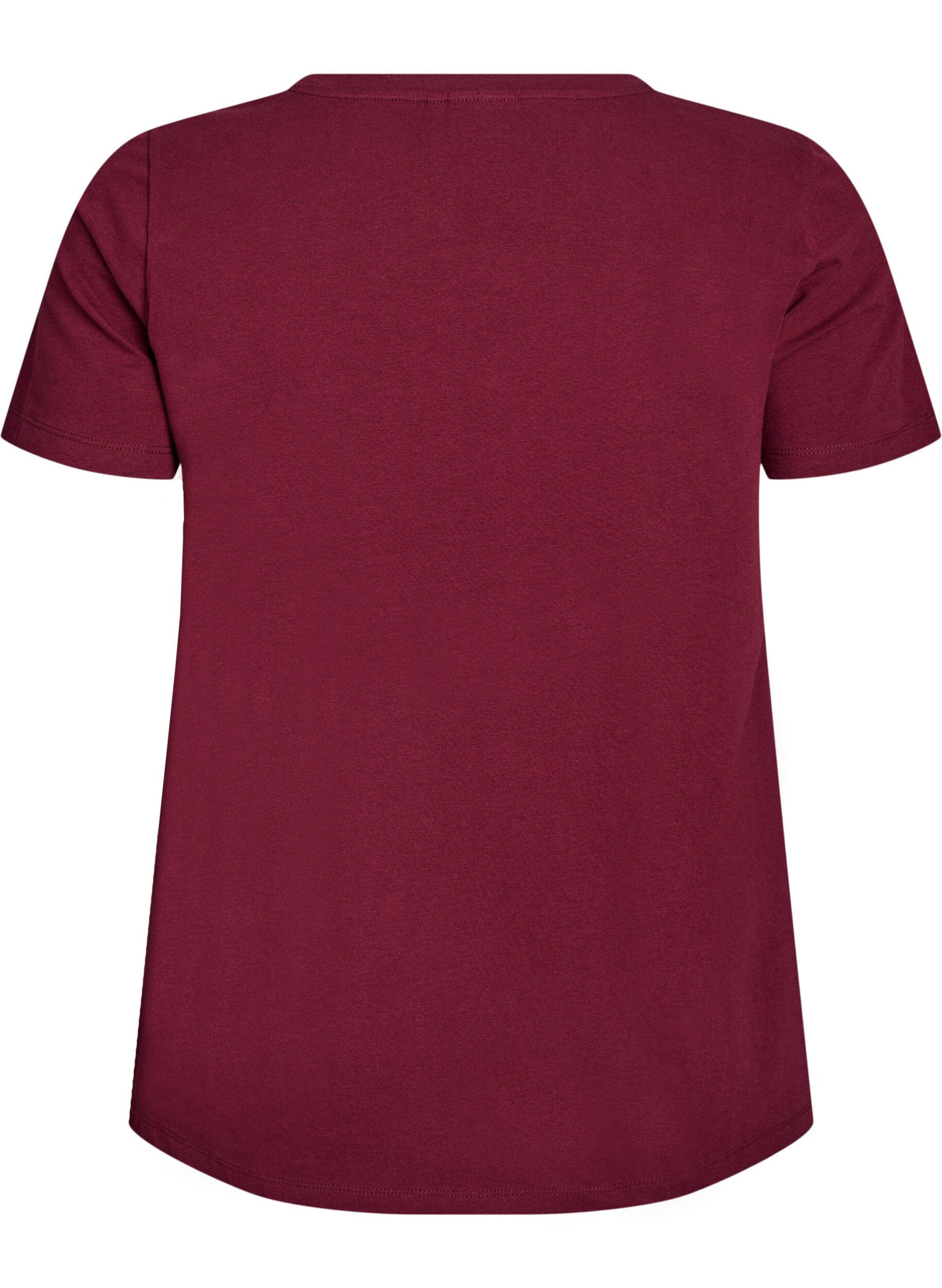 Zizzi Einfarbiges Basic-T-Shirt aus Baumwolle, Dunkles Bordeaux, Packshot image number 1