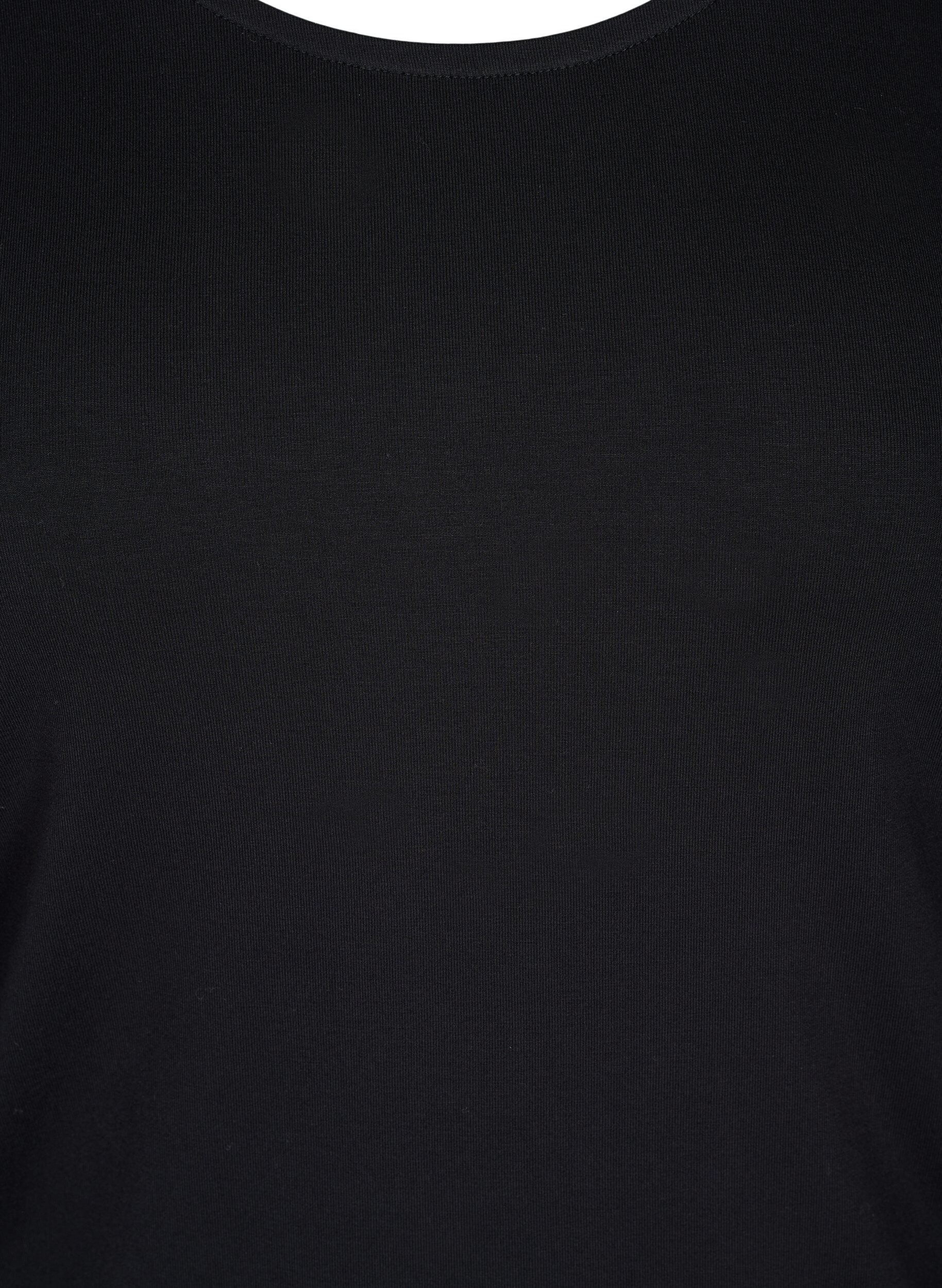 Zizzi Unifarbene Basic-Bluse aus Baumwolle, Solid Black, Packshot image number 2