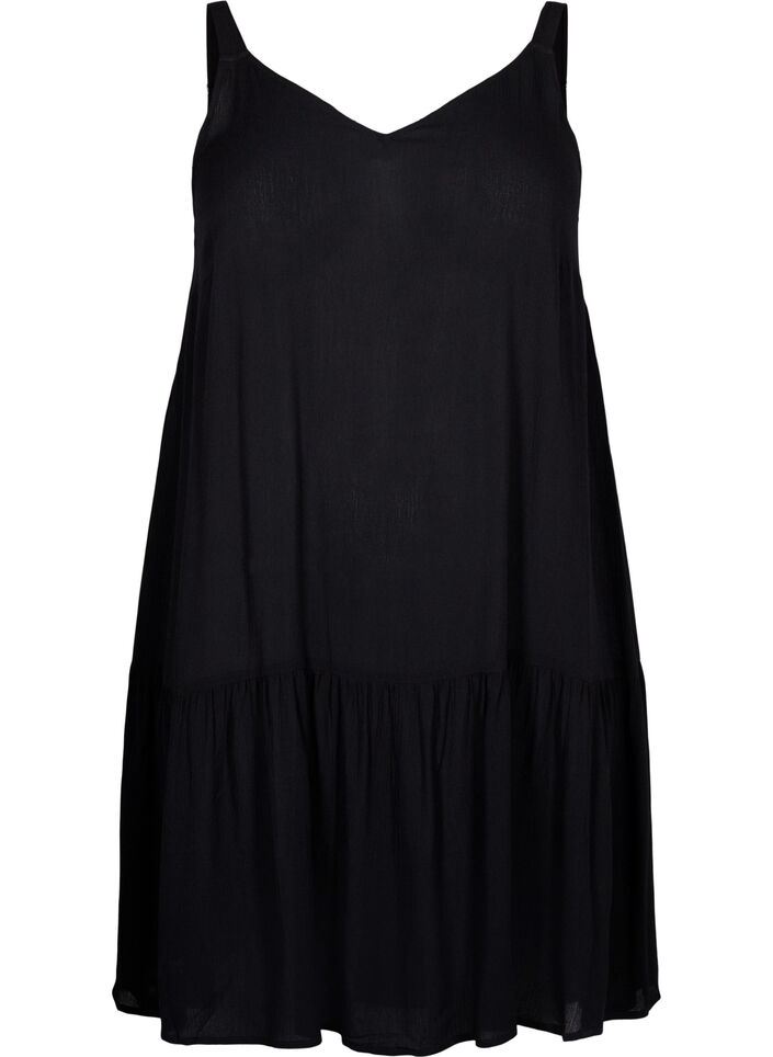 Sommerkleid aus Viskose mit Trägern, Black, Packshot image number 0