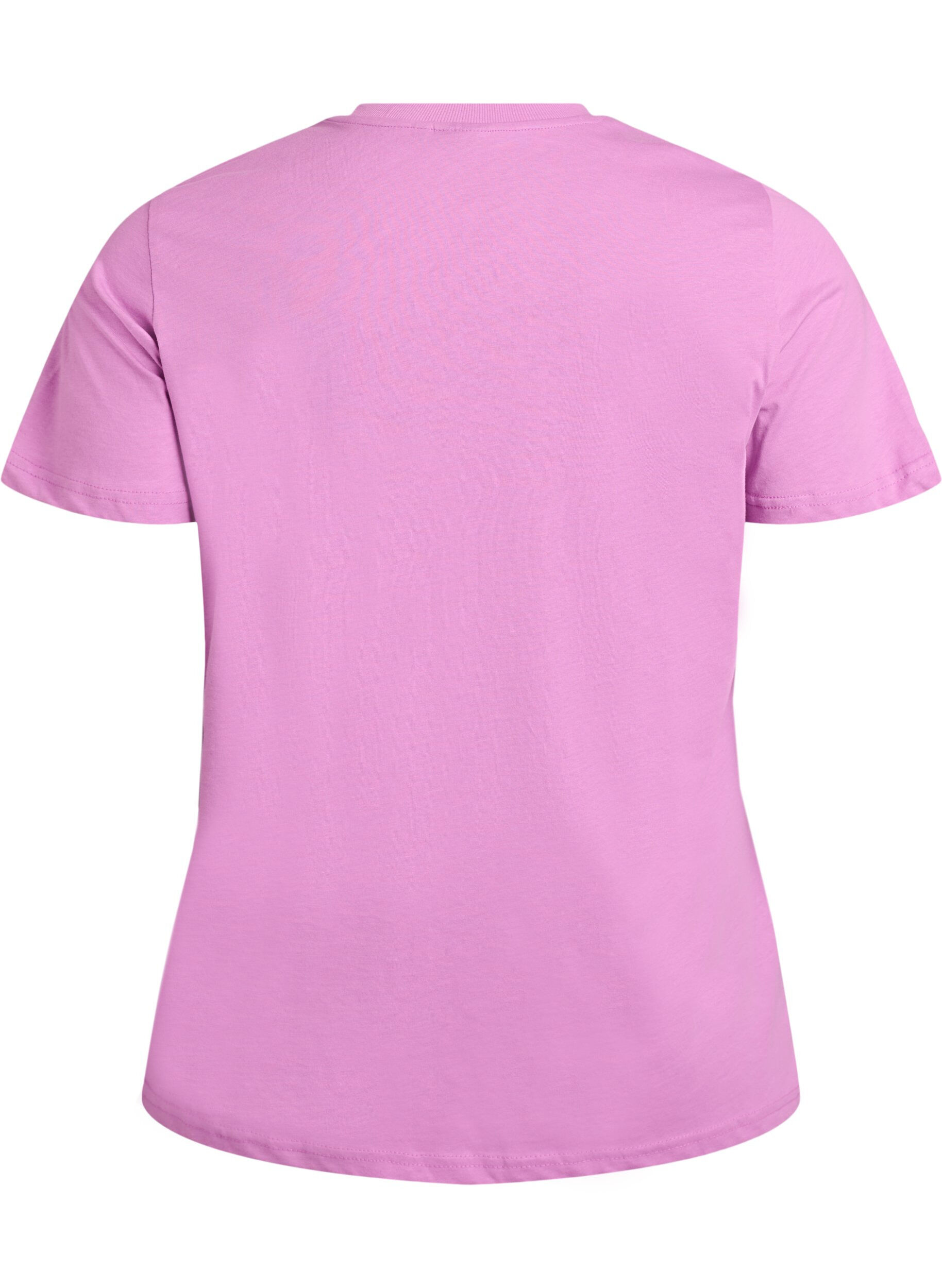 Zizzi Basic-T-Shirt aus Baumwolle mit Rundhalsausschnitt, Lila, Packshot image number 1