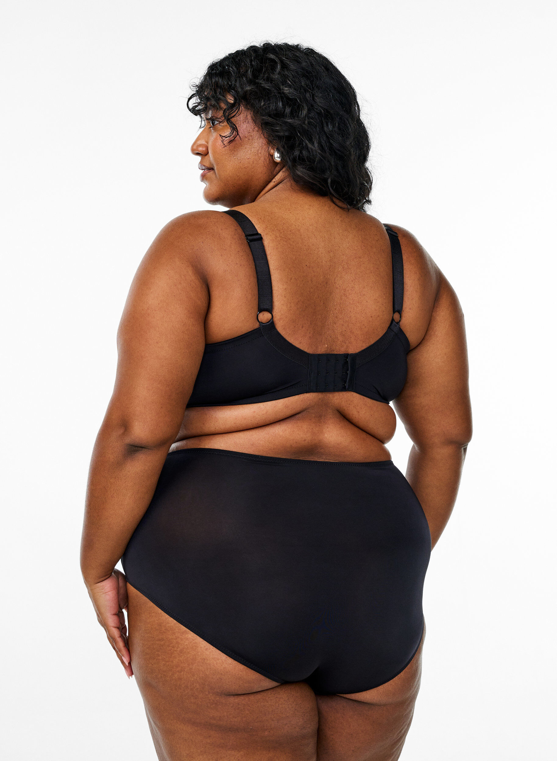 Zizzi Culotte en microfibre avec broderie florale, Noir, Model image number 1