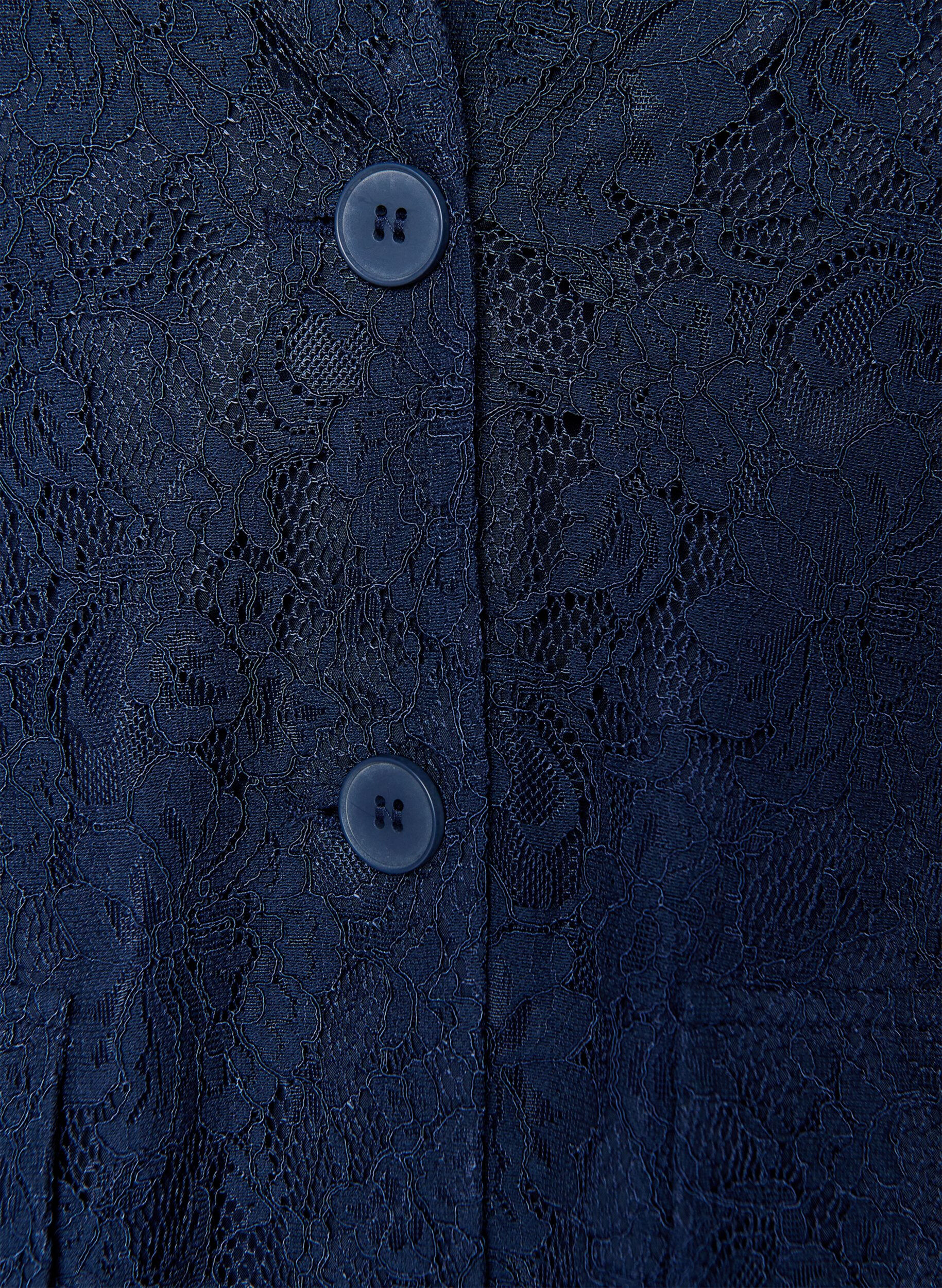 Zizzi Spitzenblazer mit Knopfverschluss, Blau, Packshot image number 2