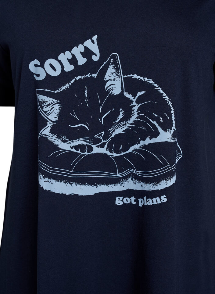 Chemise de nuit &agrave; manches courtes en coton biologique, Bleu, Packshot image number 2