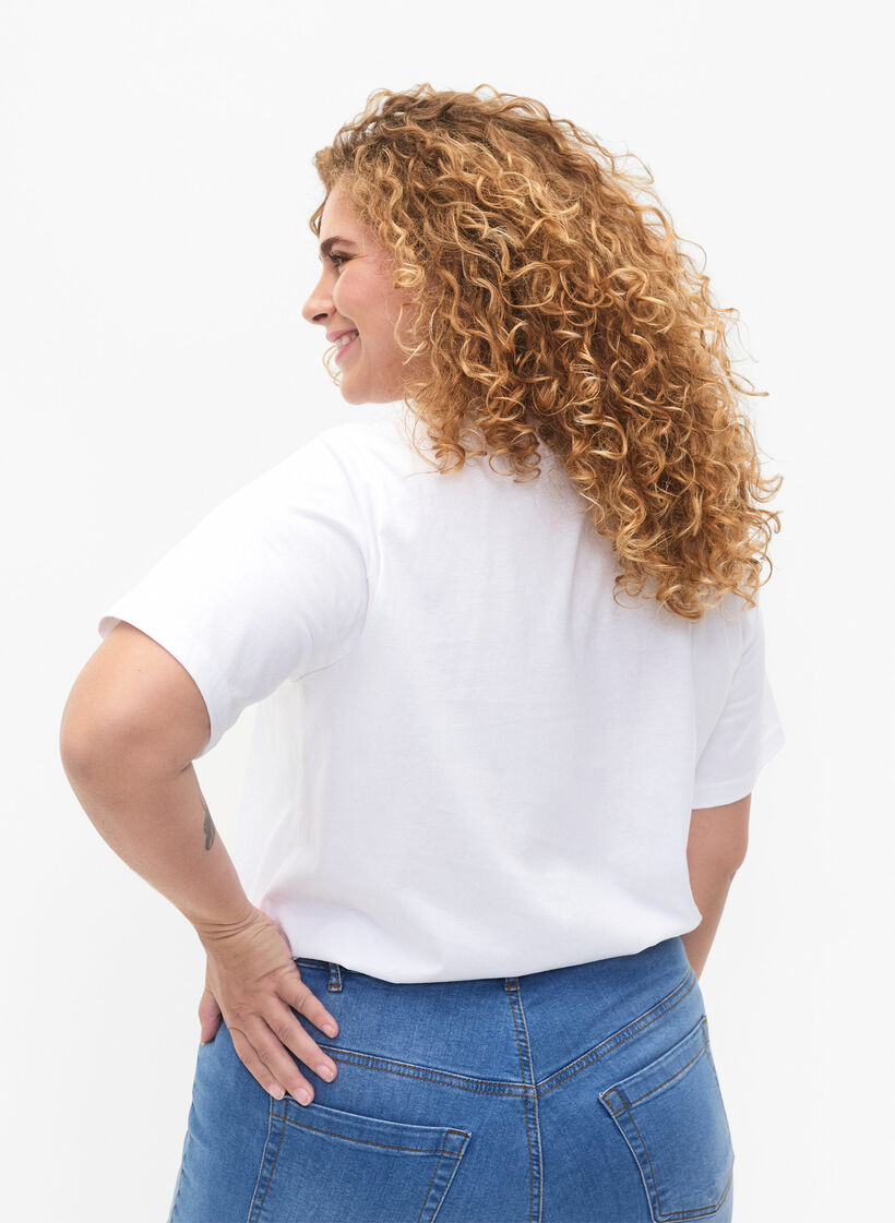T-shirt en coton biologique avec texte, White HARMONY, Model image number 1