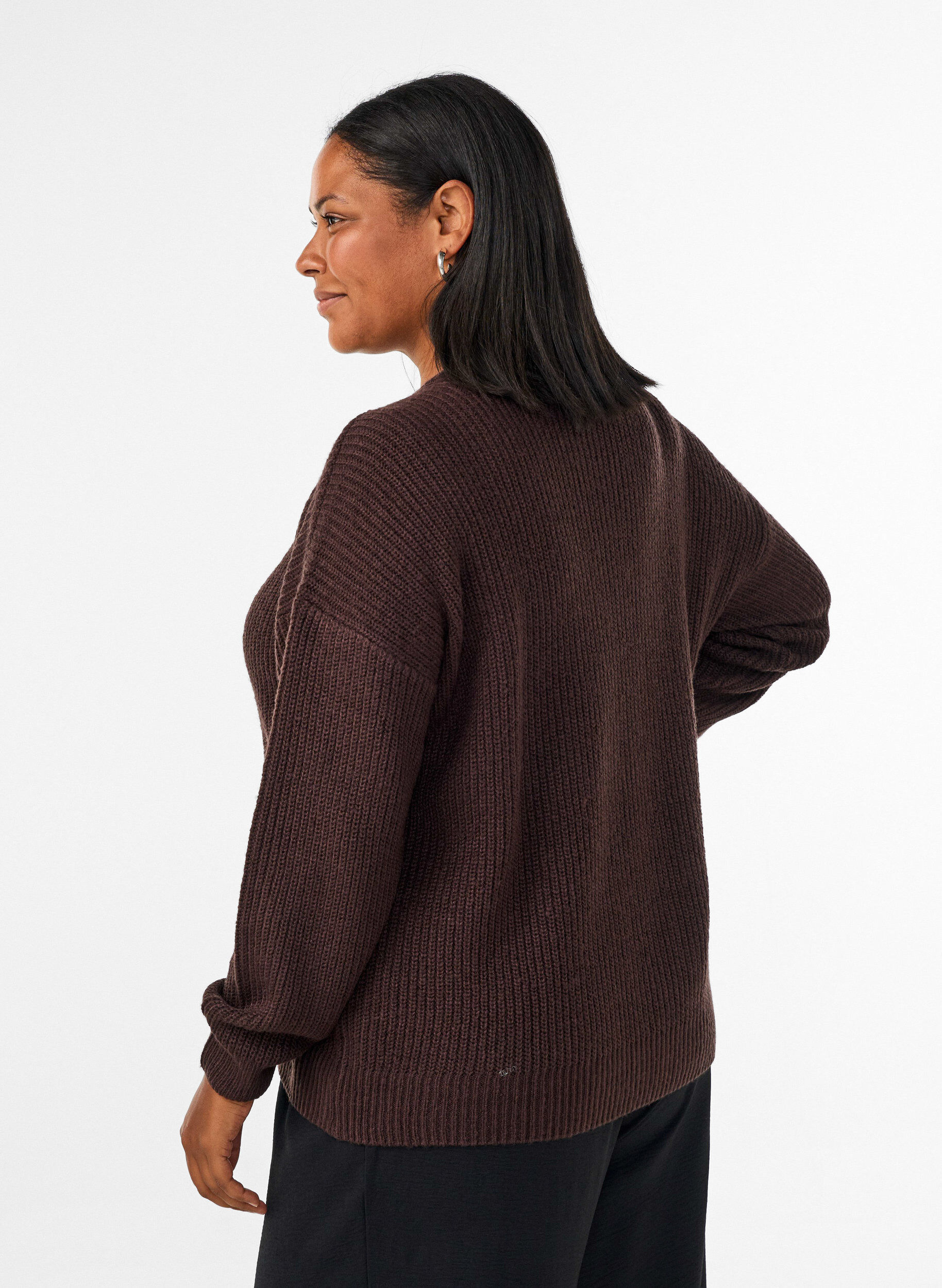 ZizziCardigan en maille avec zip, Marron, Model image number 2