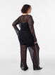 Pantalon &agrave; coupe ample en dentelle transparente, Noir, Model image number 1