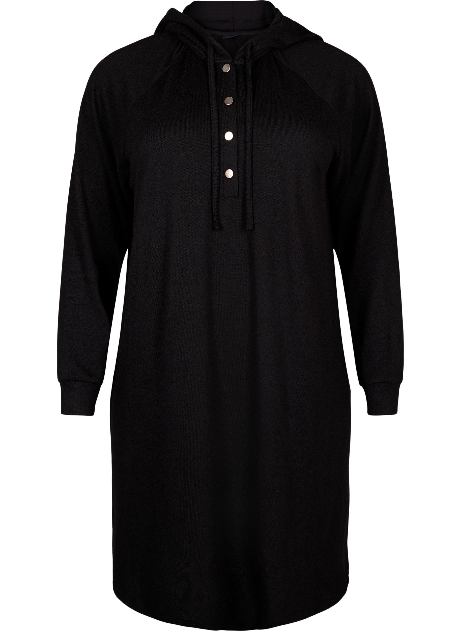 Zizzi Robe sweat &agrave; manches longues avec capuche, Black, Packshot image number 0