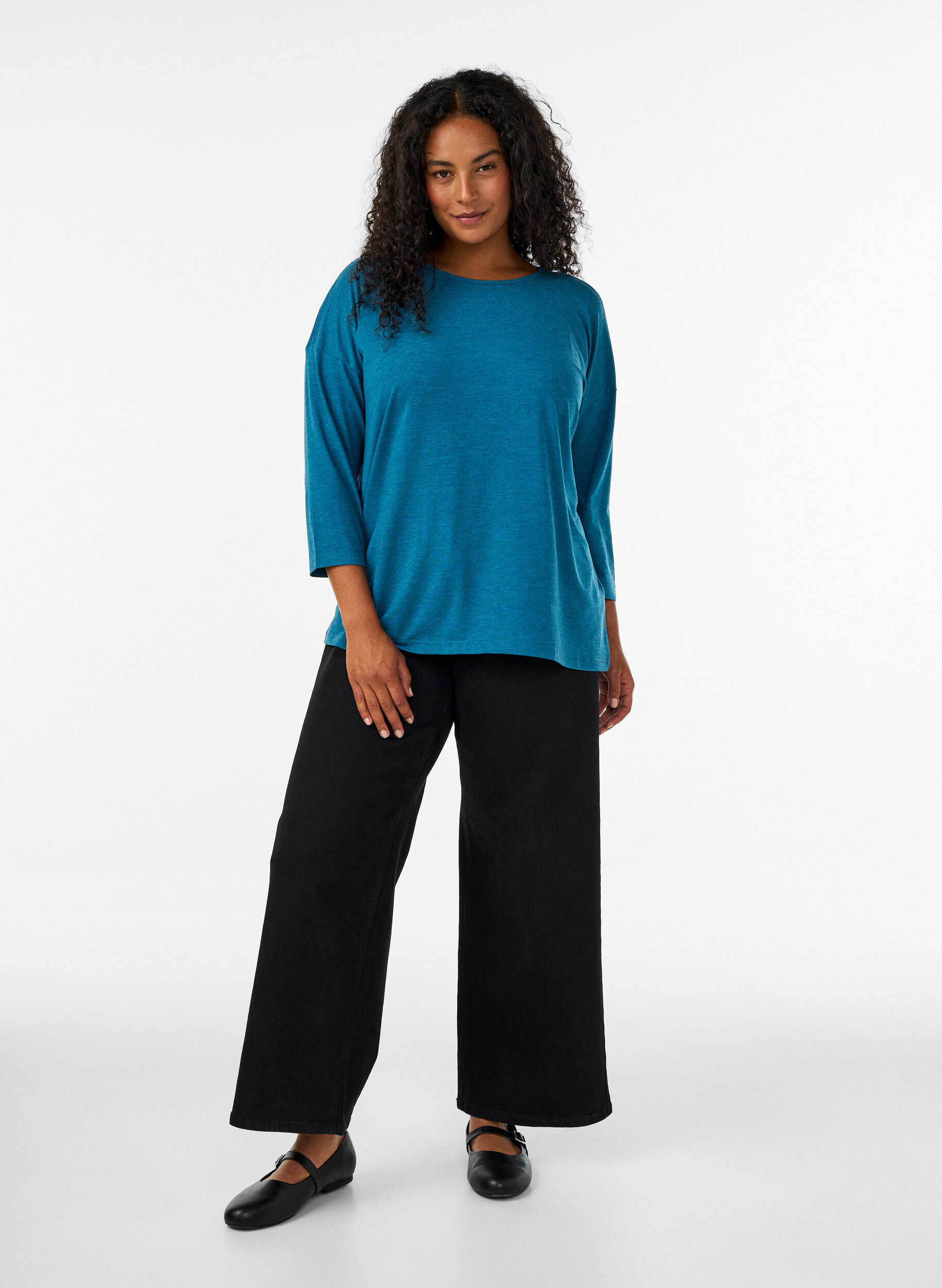ZizziBlouse en jersey avec manches 3/4, Bleu, Model image number 1