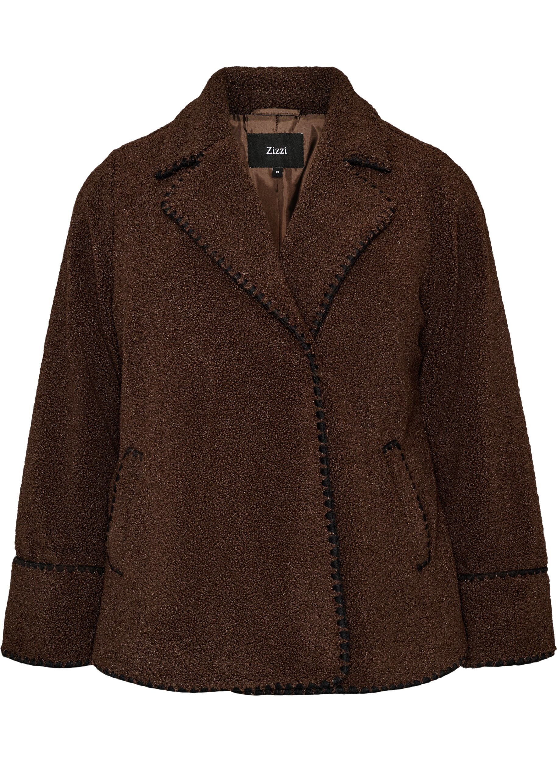 ZizziVeste teddy avec d&eacute;tails contrastants, Marron, Packshot image number 0
