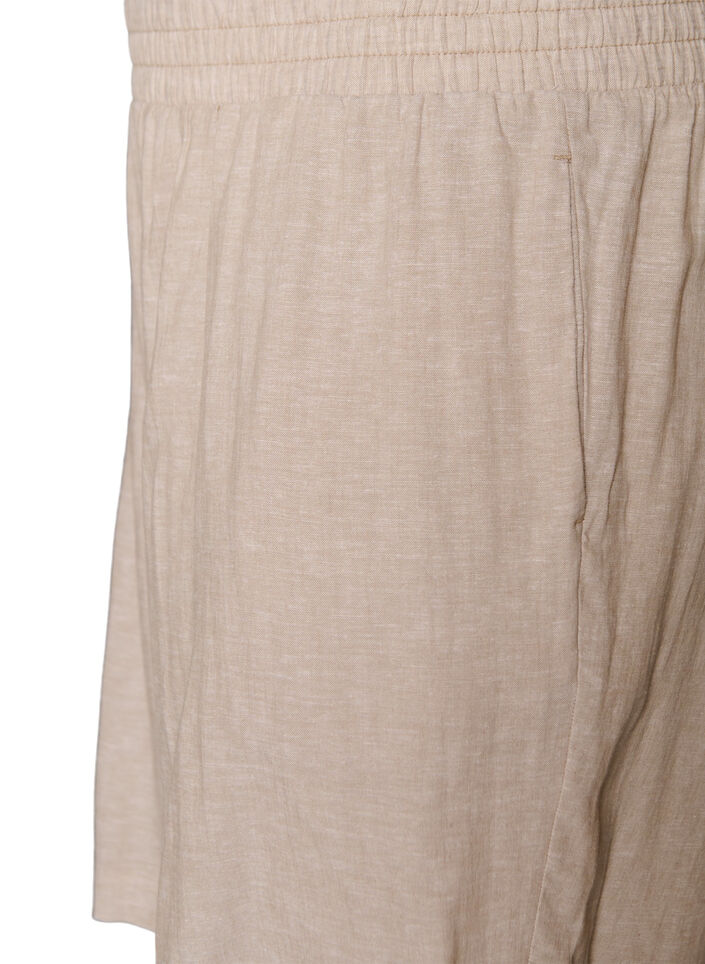 Short taille haute en lin et viscose, Beige, Packshot image number 2