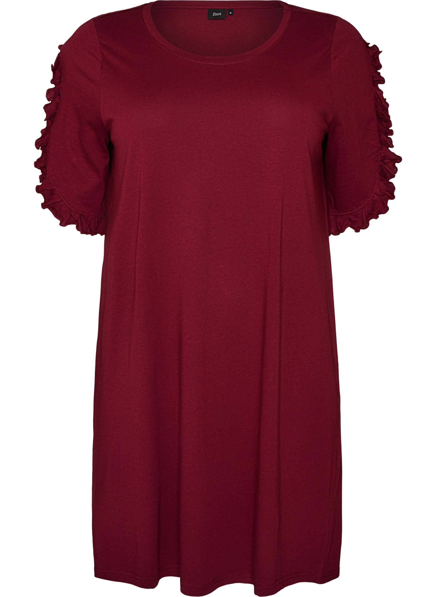 Chemise de nuit en coton bio avec manches &agrave; volants