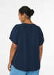 Blouse &agrave; manches courtes et encolure ronde, Bleu, Model image number 2