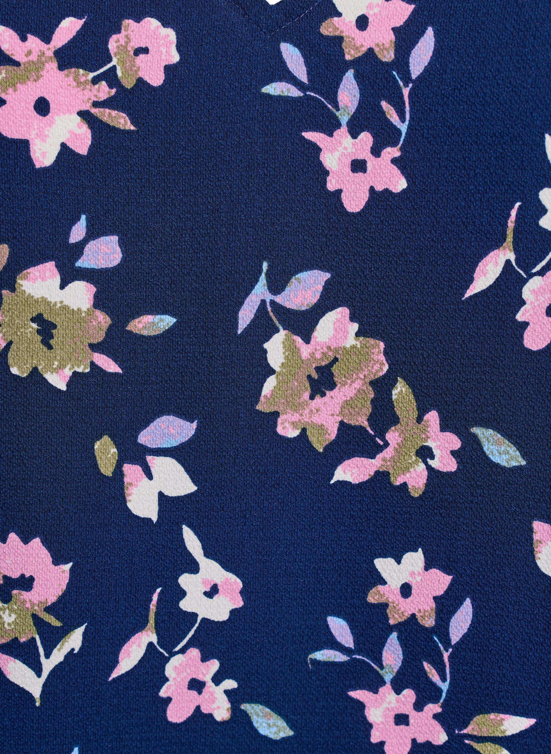 Zizzi Haut imprim&eacute; avec col en V, Bleu, Packshot image number 2