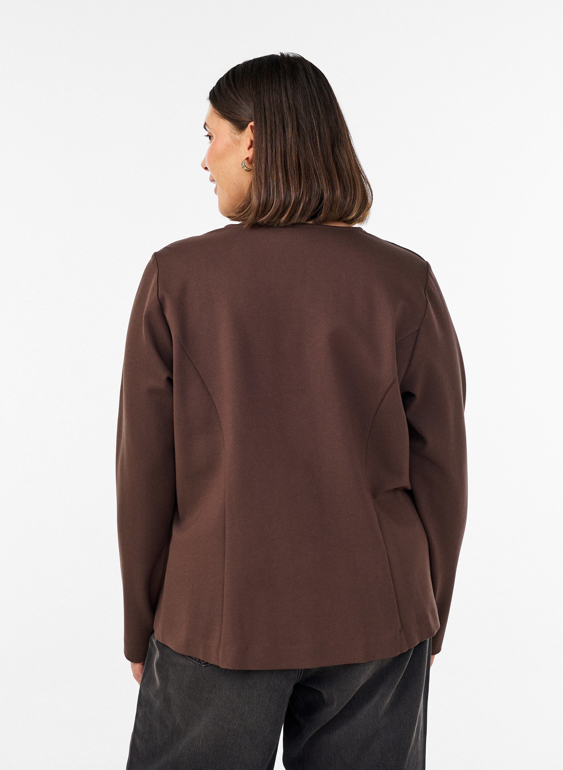ZizziCardigan ajust&eacute; en jersey avec boutons d&eacute;coratifs, Marron, Model image number 2