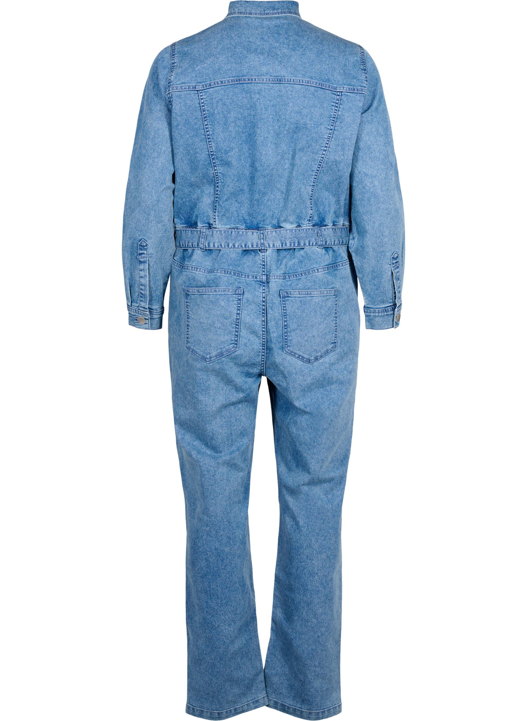 Zizzi Lang&auml;rmeliger Denim-Jumpsuit, Light Blue Denim, Packshot image number 1