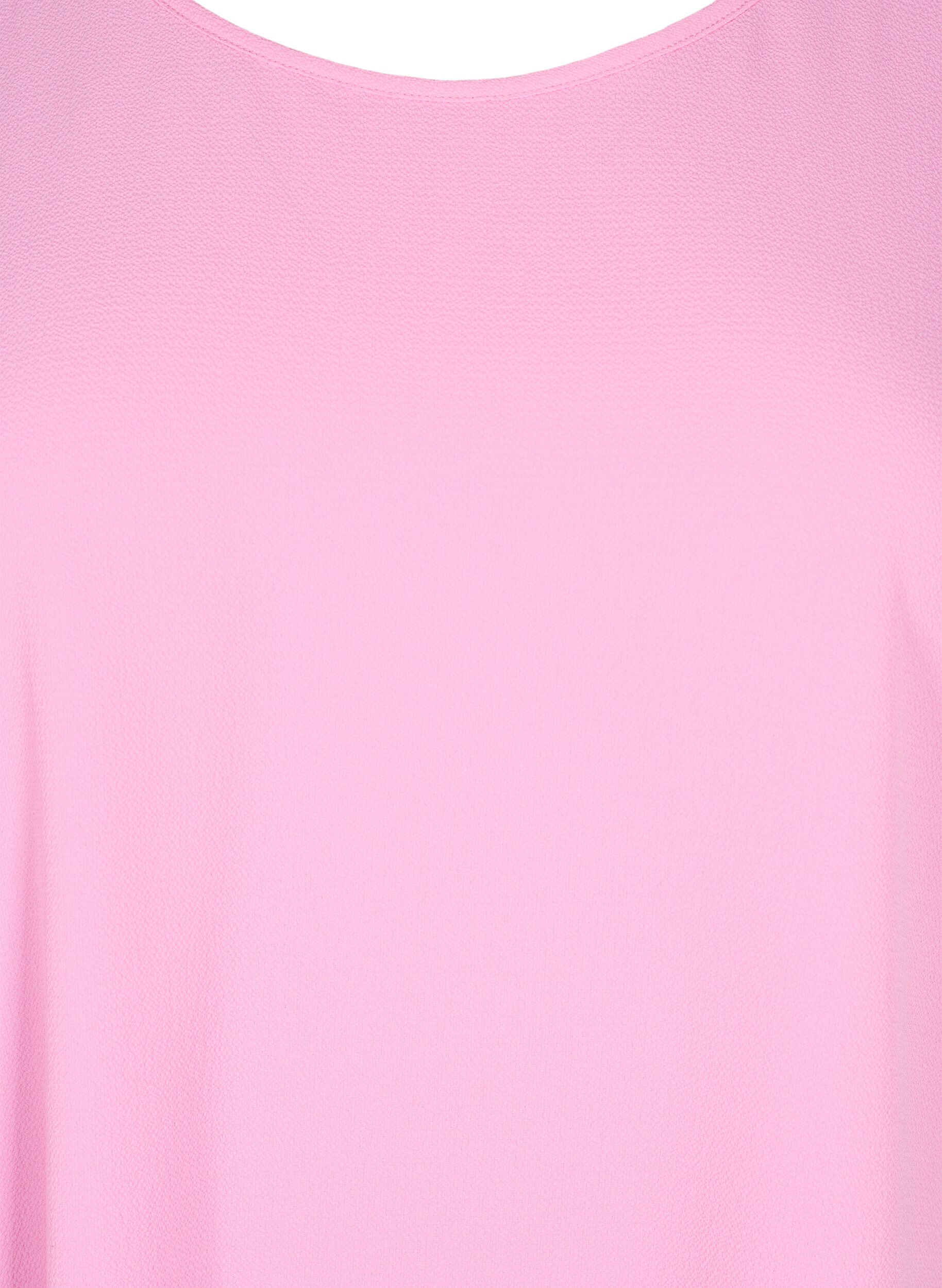 Zizzi Bluse mit kurzen &Auml;rmeln und Rundhalsausschnitt, Pink, Packshot image number 2