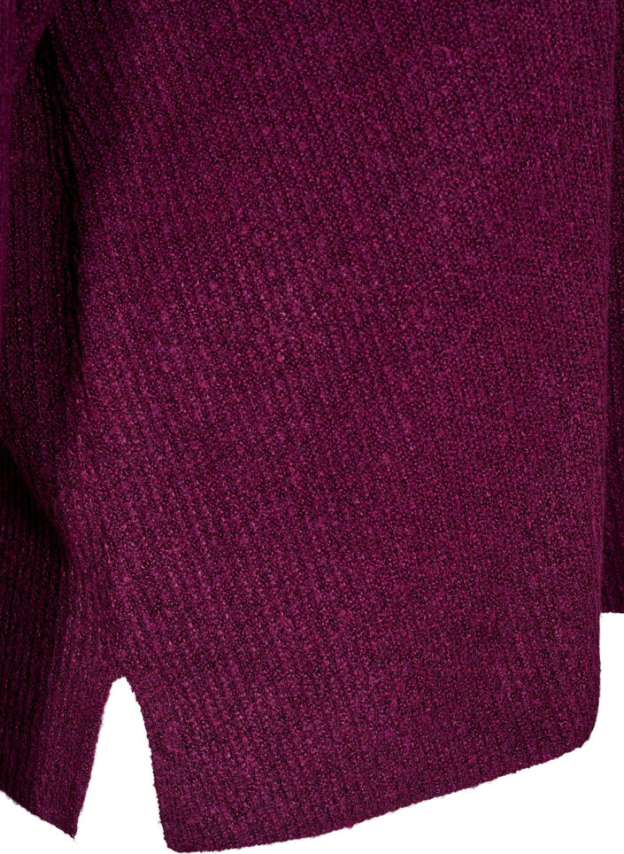 Strickbluse mit V-Ausschnitt und langen Ärmeln, Potent P. Black Mel., Packshot image number 3