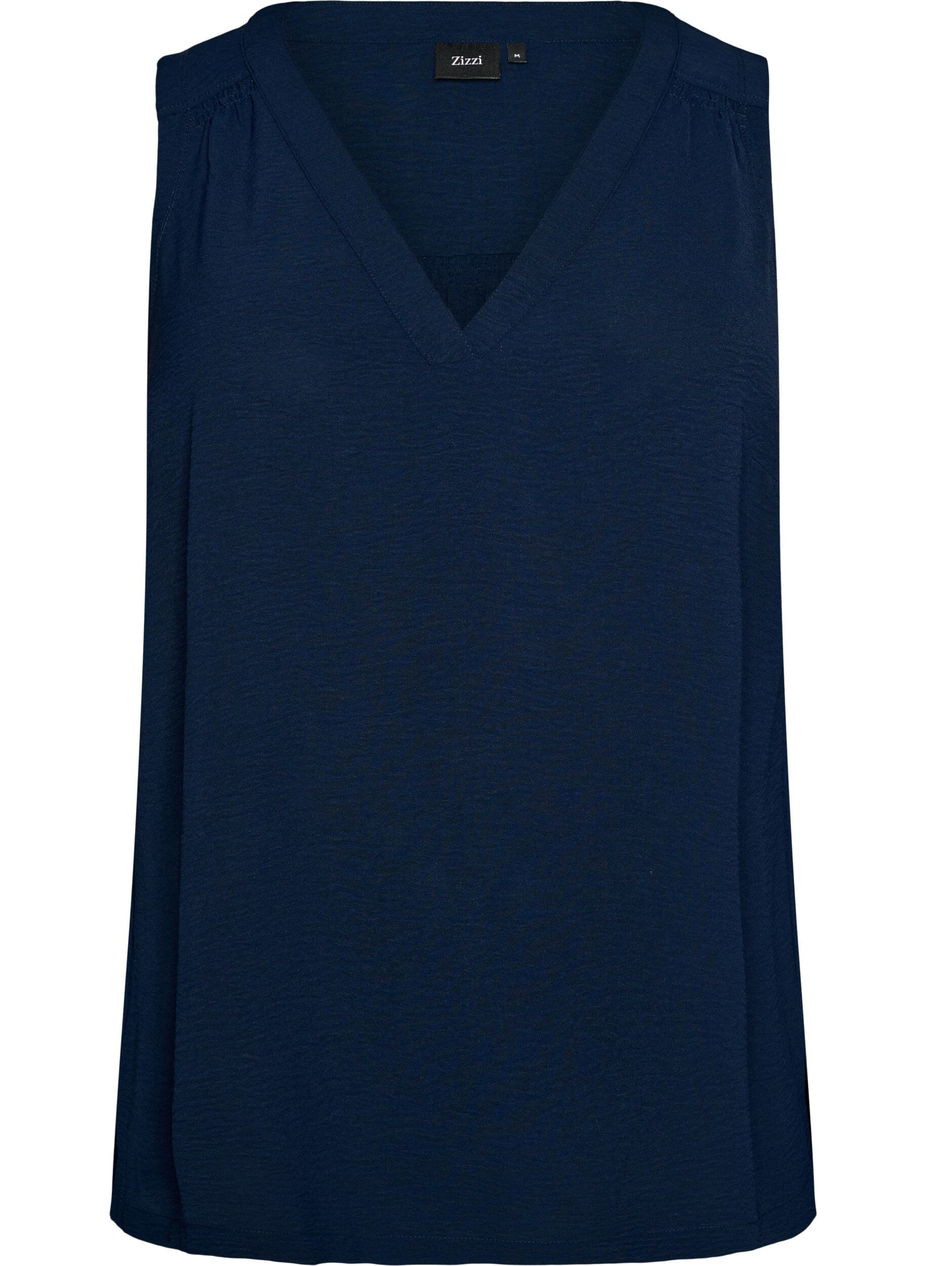 Zizzi&Auml;rmelloses Oberteil mit Faltendetails, Blau, Packshot image number 0