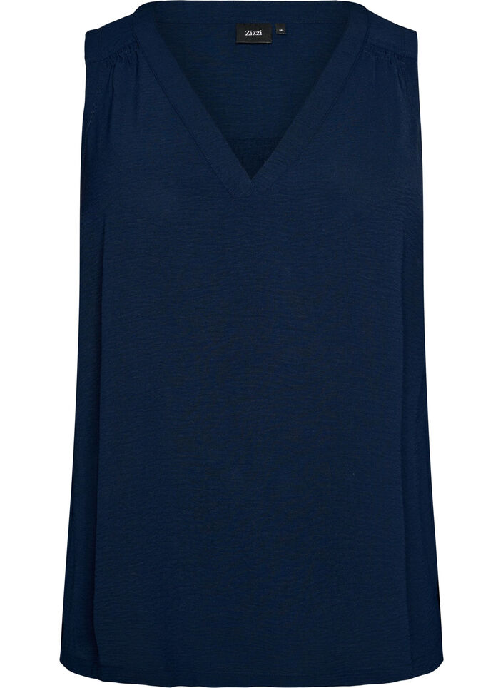 &Auml;rmelloses Oberteil mit Faltendetails, Blau, Packshot image number 0